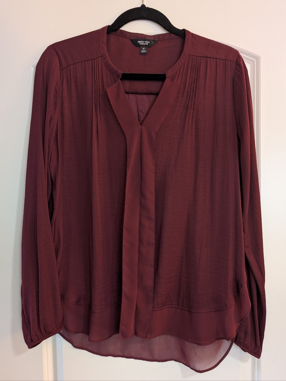 Simply Vera Vera Wang Burgundy Long-Sleeve Blouse Medium